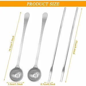 Ложка для оливок и вилка для огурцов 18 см 4 шт Нержавеющая сталь Вилка Ложка для подачи с длинной ручкой Кухонная ложка для еды Оливки Перец synthetic.ua - Фото 1