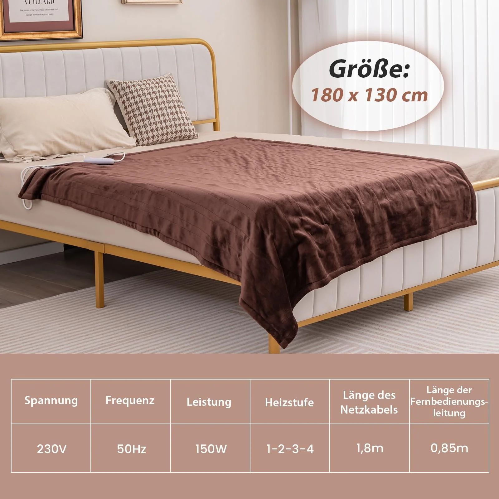 Электрическое одеяло GOPLUS 180 x 130 см, коричневое, фото №5 Электрическое одеяло GOPLUS 180 x 130 см, коричневое, фото №5