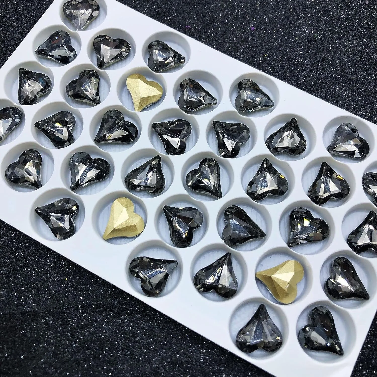 Стрази Серце 12 x 13 мм, 100 шт, червоний (Колір: Gris), фото №1