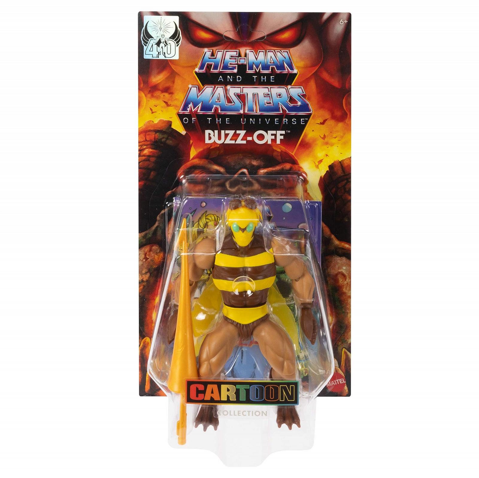 Фигурка Masters of the Universe Origins Cartoon Collection Buzz-Off, 14 см, лидер пчел с крыльями и очками, с метательным копьем, фото №2