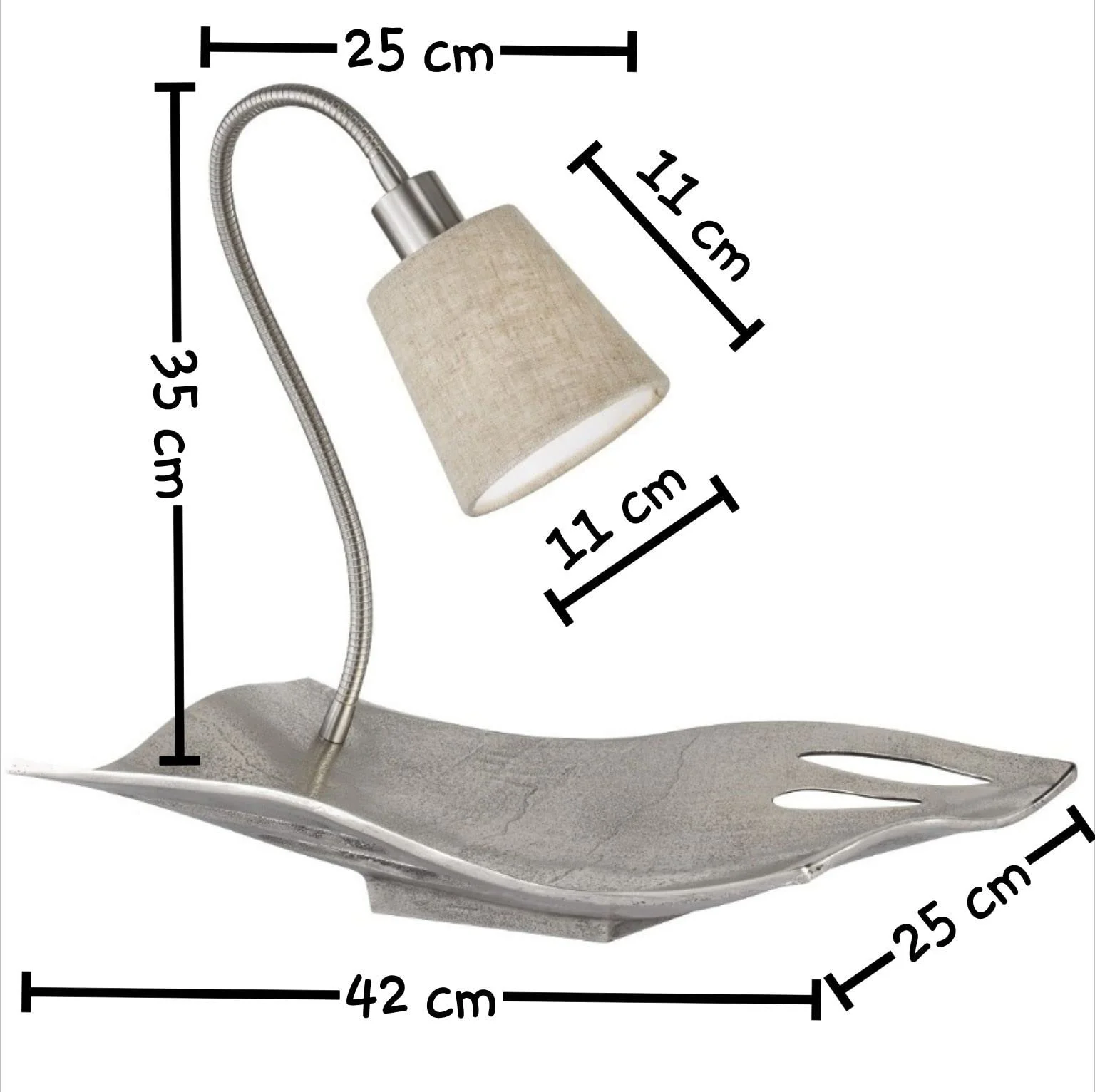 Настольная лампа Fruit Bowl 42 см LED Текстильный плафон Серебристая, фото №2