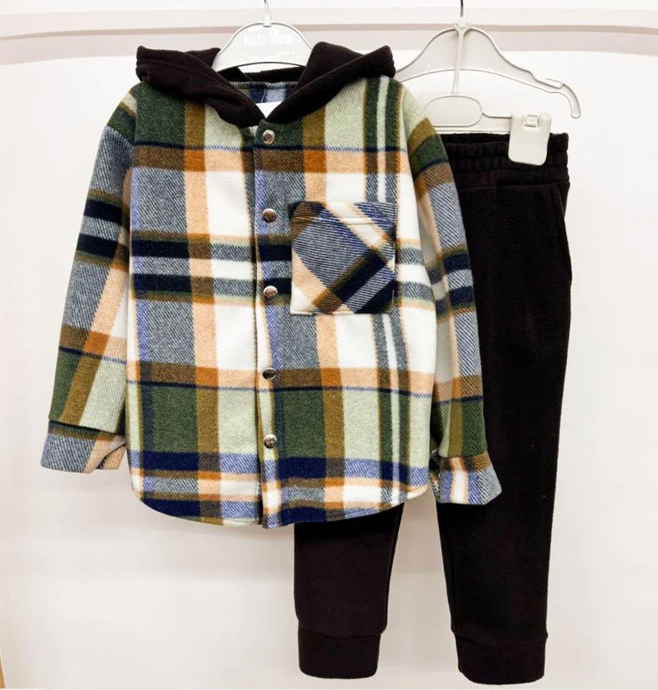 Теплий костюм клітинка фліс полар від 98 до 158 см, фото №5