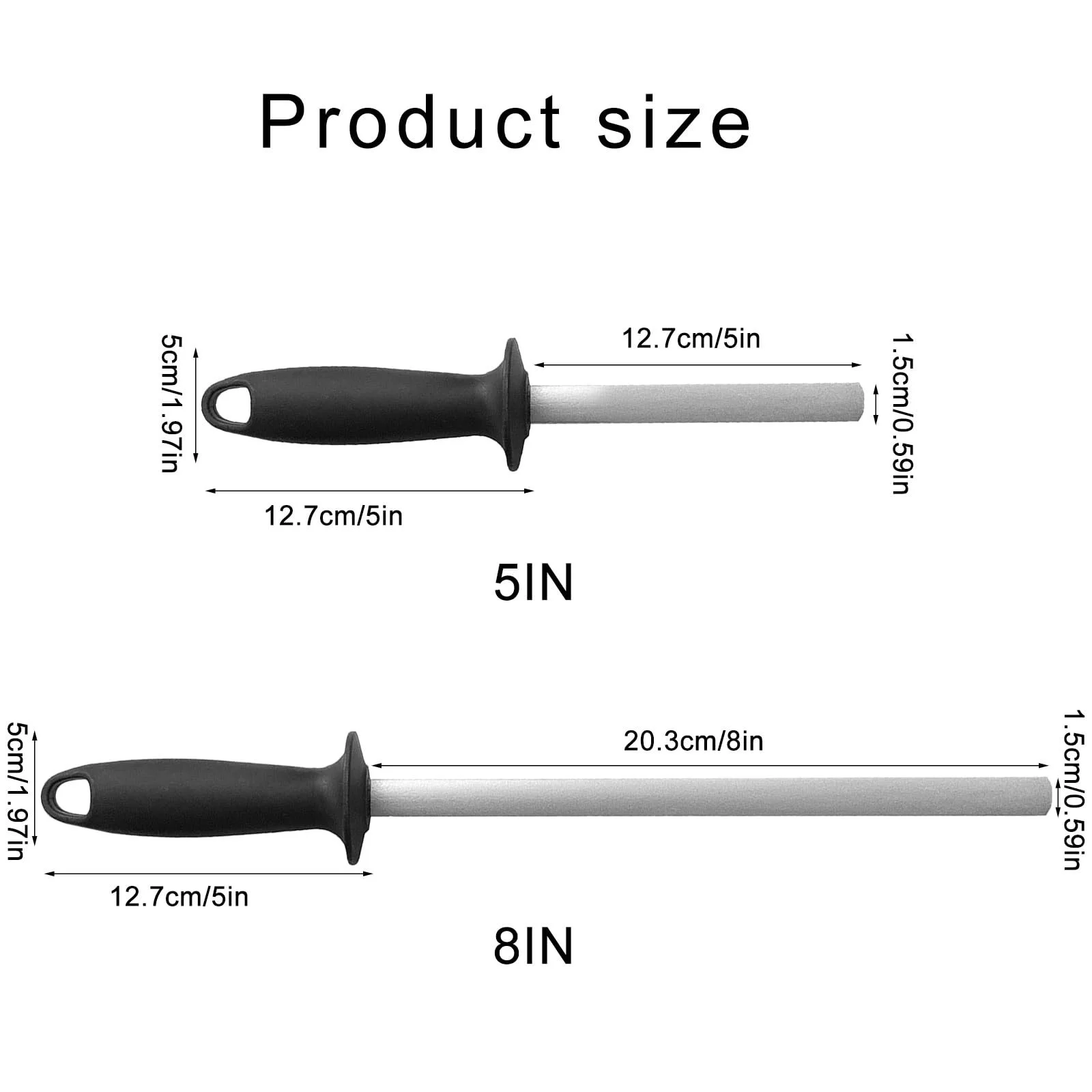 Точильний стержень (мусат) для ножів з ручкою з ABS-пластику побутовий, фото №3
