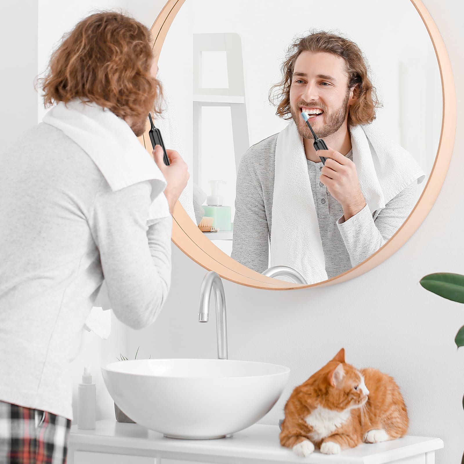 Електрична звукова зубна щітка Lächen MGW Series осциляція та вібрація 3 режими 3 рівні інтенсивності дорожня сумка Чорна, фото №8