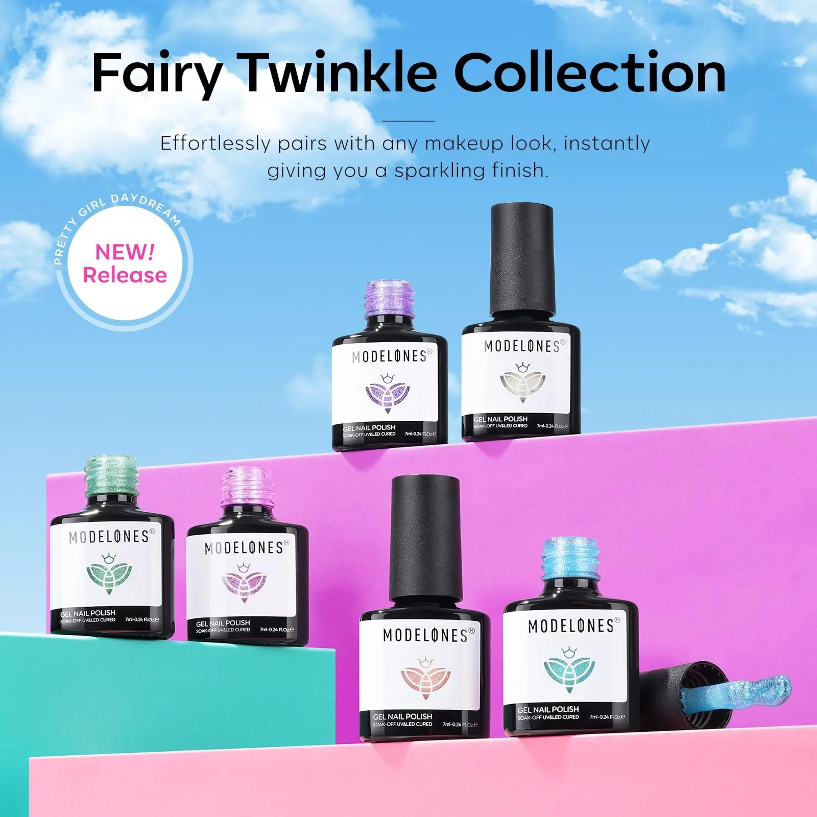 Гель-лак modelones Блискітки 6 кольорів, фото №8