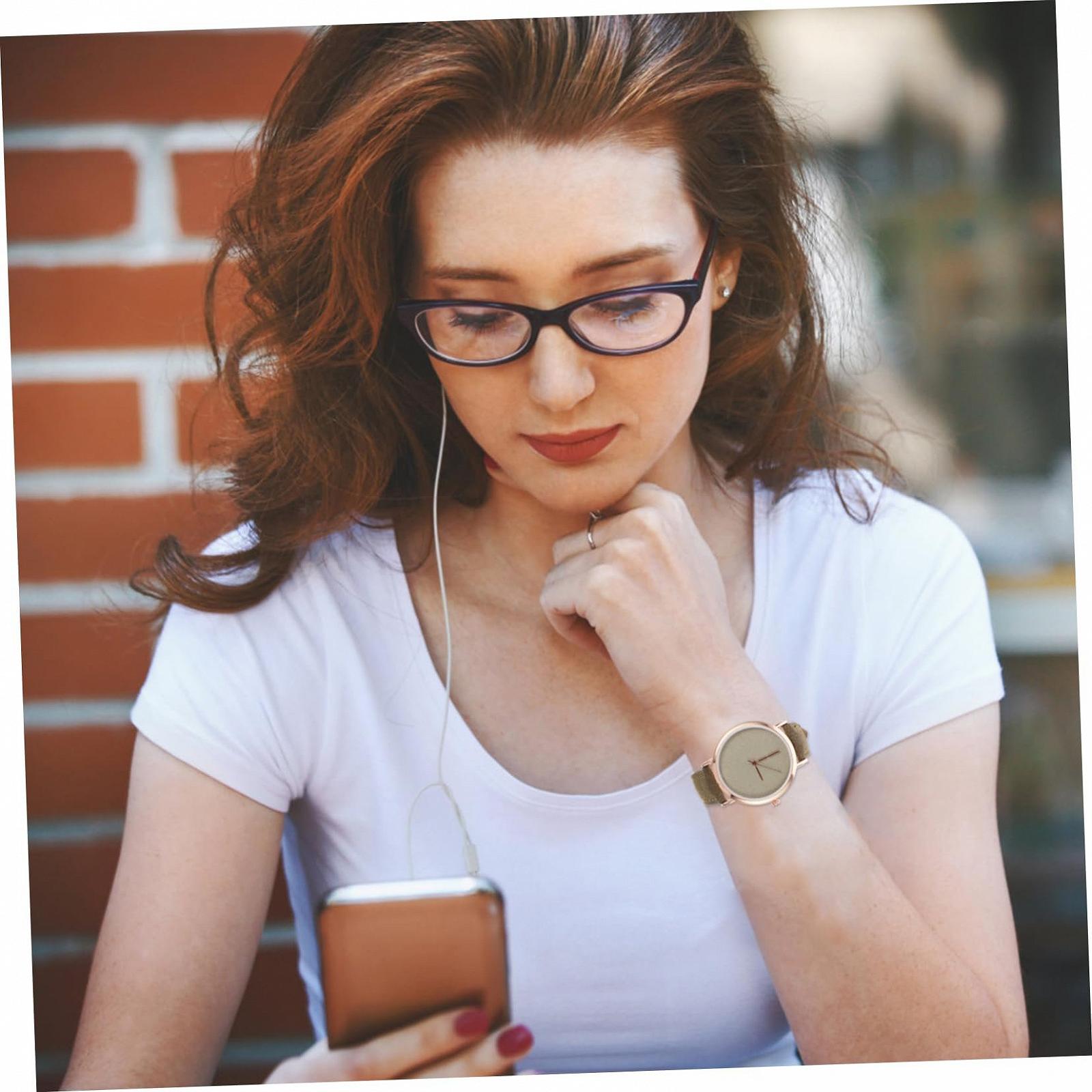 Кварцевые часы Healvian Fashion с тонким кожаным ремешком, женские, зеленые, фото №6