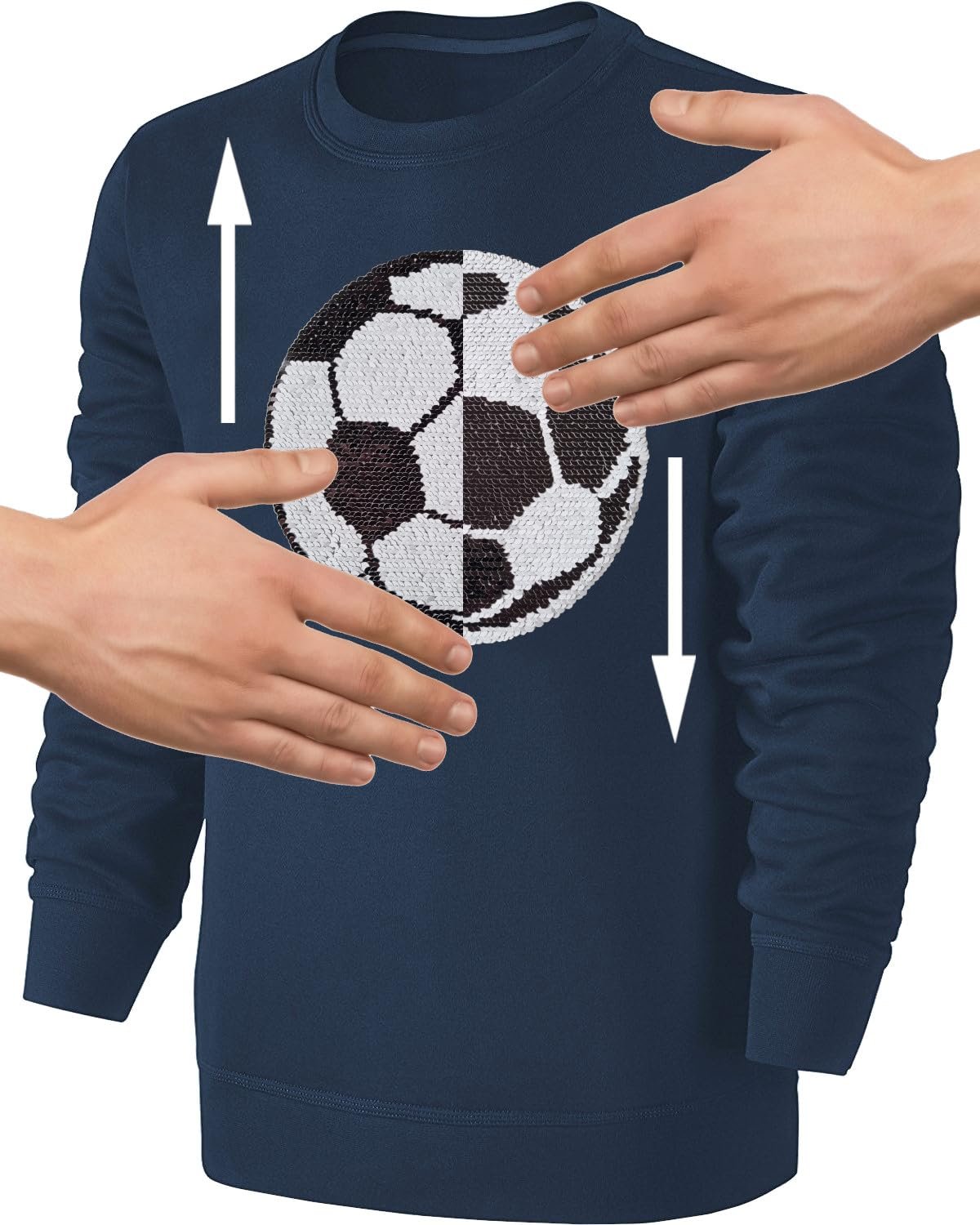 Свитшот Blackshirt Company Футбольный Двусторонние Блестки Детский - Европейский Чемпионат по Футболу Свитшот с капюшоном - Темно-синий, фото №3