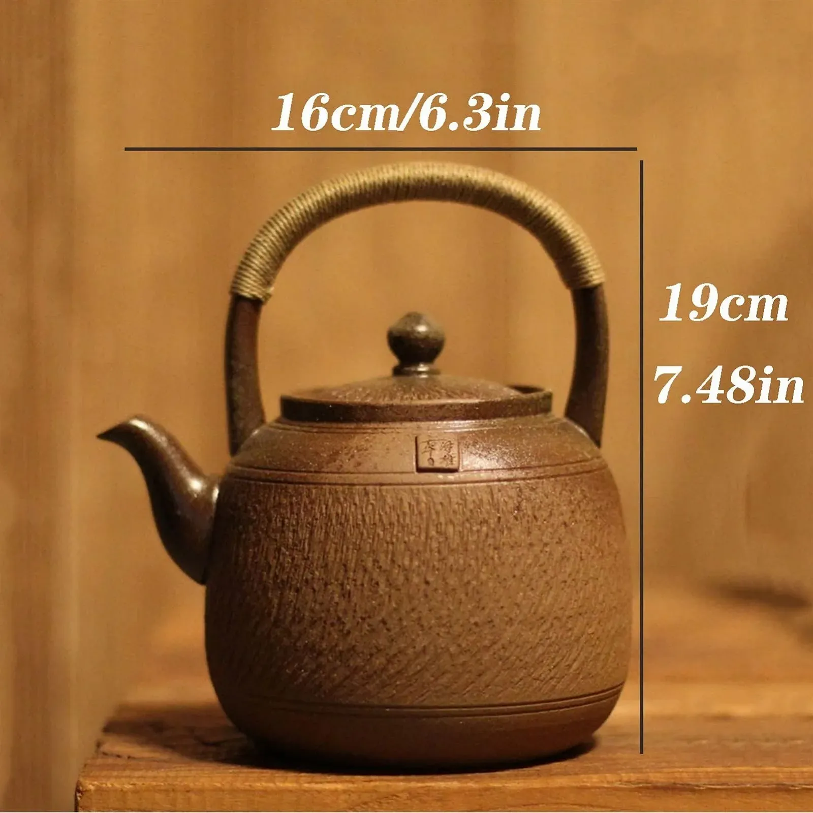 Чайник WAOCEO 1200 мл Чайник большой емкости в винтажном стиле, керамический чайник, подходит для открытого огня, угольной печи, электрической чайной машины, фото №2