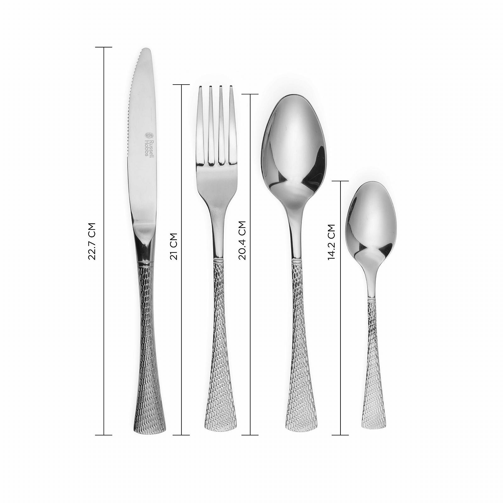 Набор столовых приборов Russell Hobbs Milan на 4 персоны, 16 предметов (нож, вилка, ложка), полированная поверхность, можно мыть в посудомоечной машине, нержавеющая сталь 18/10, фото №6 Набор столовых приборов Russell Hobbs Milan на 4 персоны, 16 предметов (нож, вилка, ложка), полированная поверхность, можно мыть в посудомоечной машине, нержавеющая сталь 18/10, фото №6