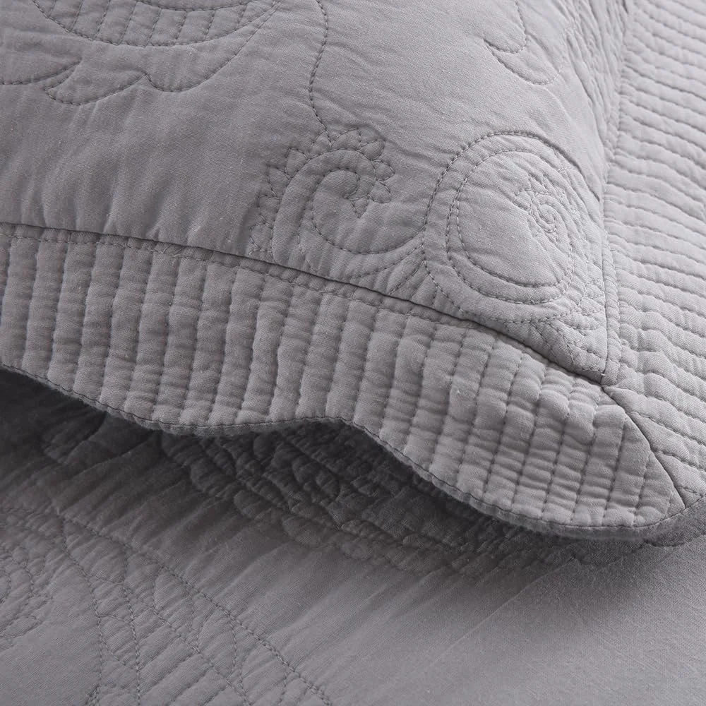 Покривало Бавовняне ENASAL Сірий, 220 x 240 см, Накидка на двоспальне ліжко, фото №4