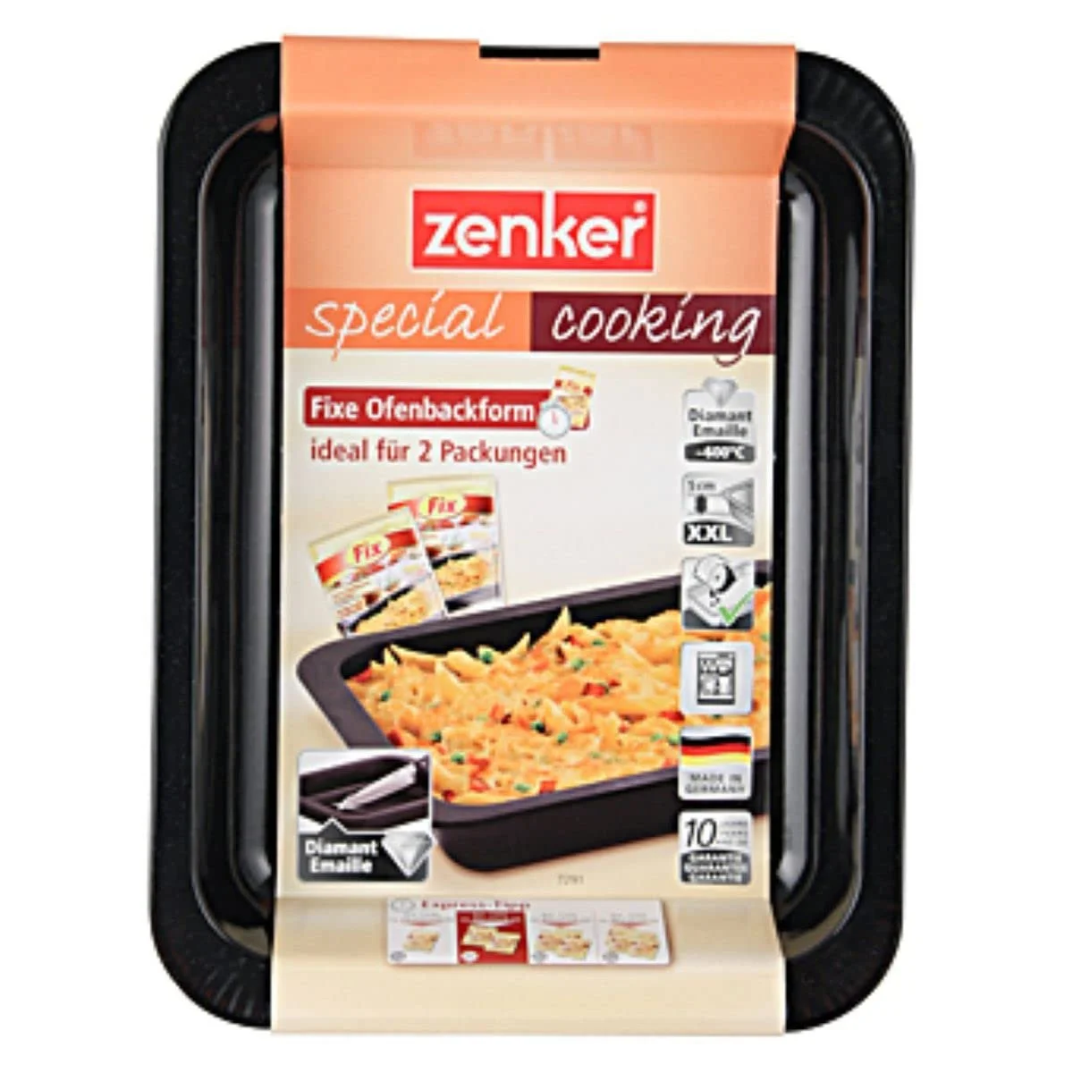 Форма для запікання Zenker SPECIAL COOKING 33 x 5 x 25 см прямокутна емальована з високим бортом Чорна 1 шт., фото №4