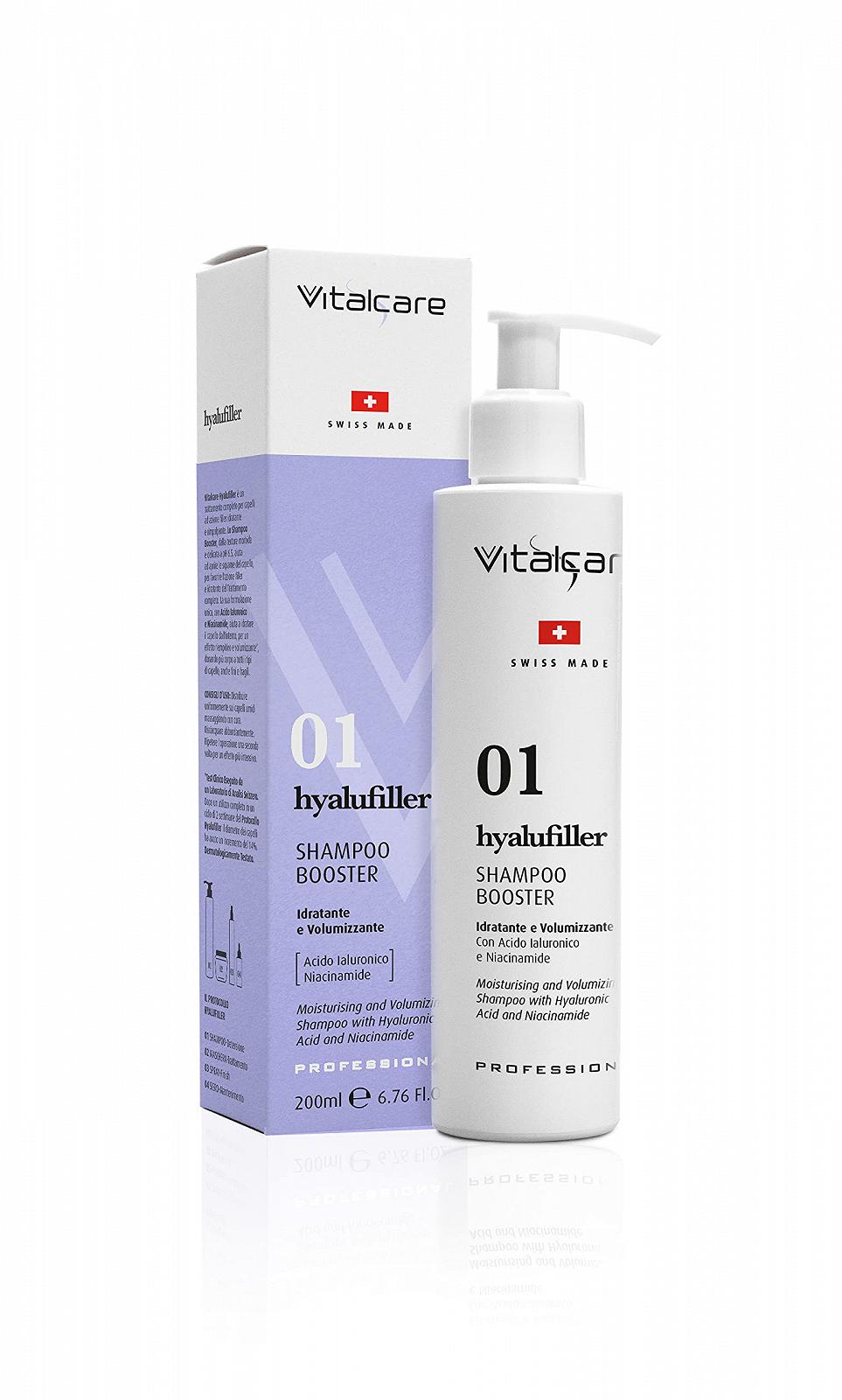 Шампунь Vitalcare Hyalufiller Booster увлажняющий и для объема с гиалуроновой кислотой для всех типов волос 200 мл, фото №1