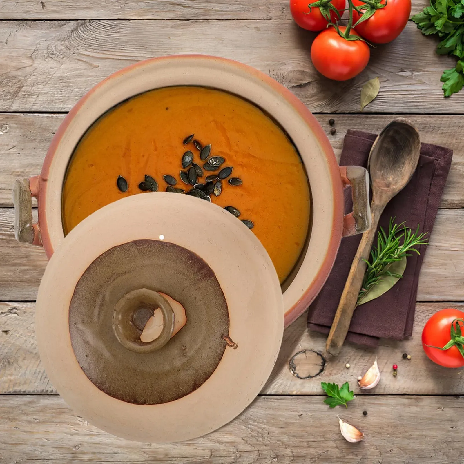 Горщик для запікання глиняний з кришкою для каші, фото №8