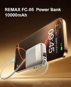 Павербанк Remax FC-05 / 10000 мАч / 22,5 Вт / USB-C + Lightning / PD+QC / Серый synthetic.ua - Фото 1