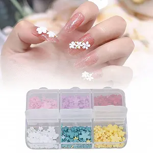 3D Квіти для нігтів, 6 кольорів, Набір прикрас з штучної смоли для DIY, Квітковий дизайн - Фото 1