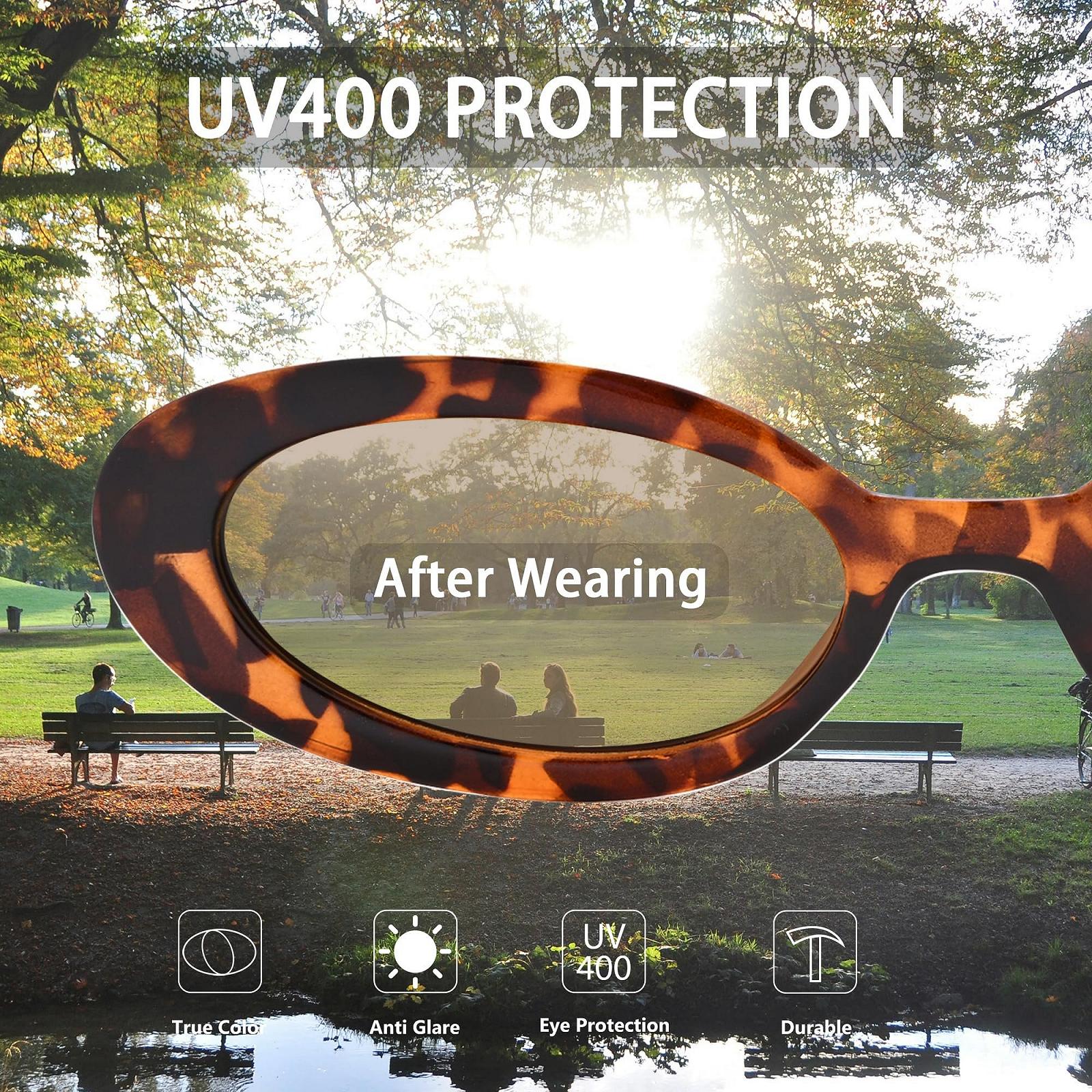 Овальні COASION Маленькі ретро 90-х UV400 Леопардові/Чорні, фото №7