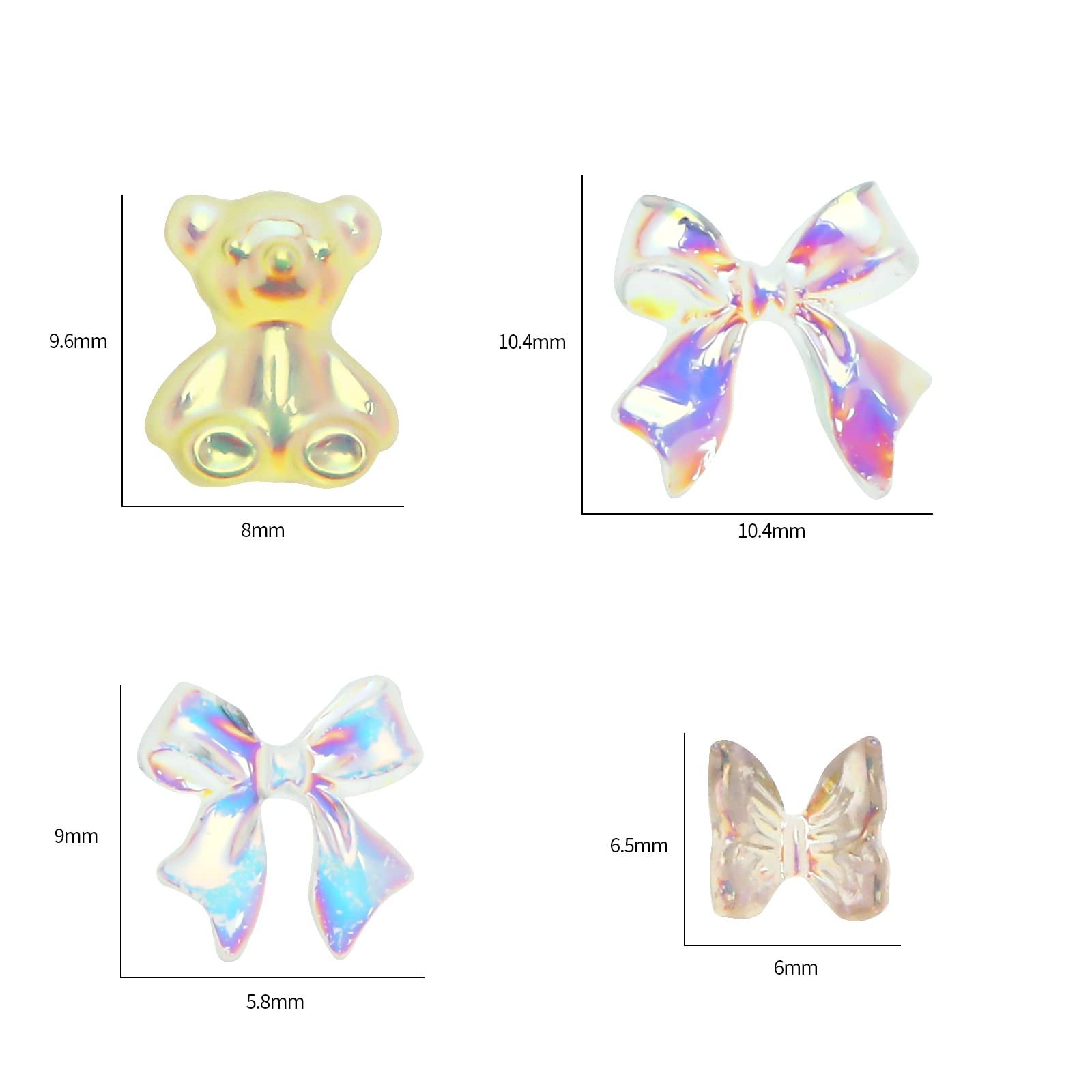 Украшения для ногтей Медведь Бабочка Бант Сердце 200 шт, фото №5