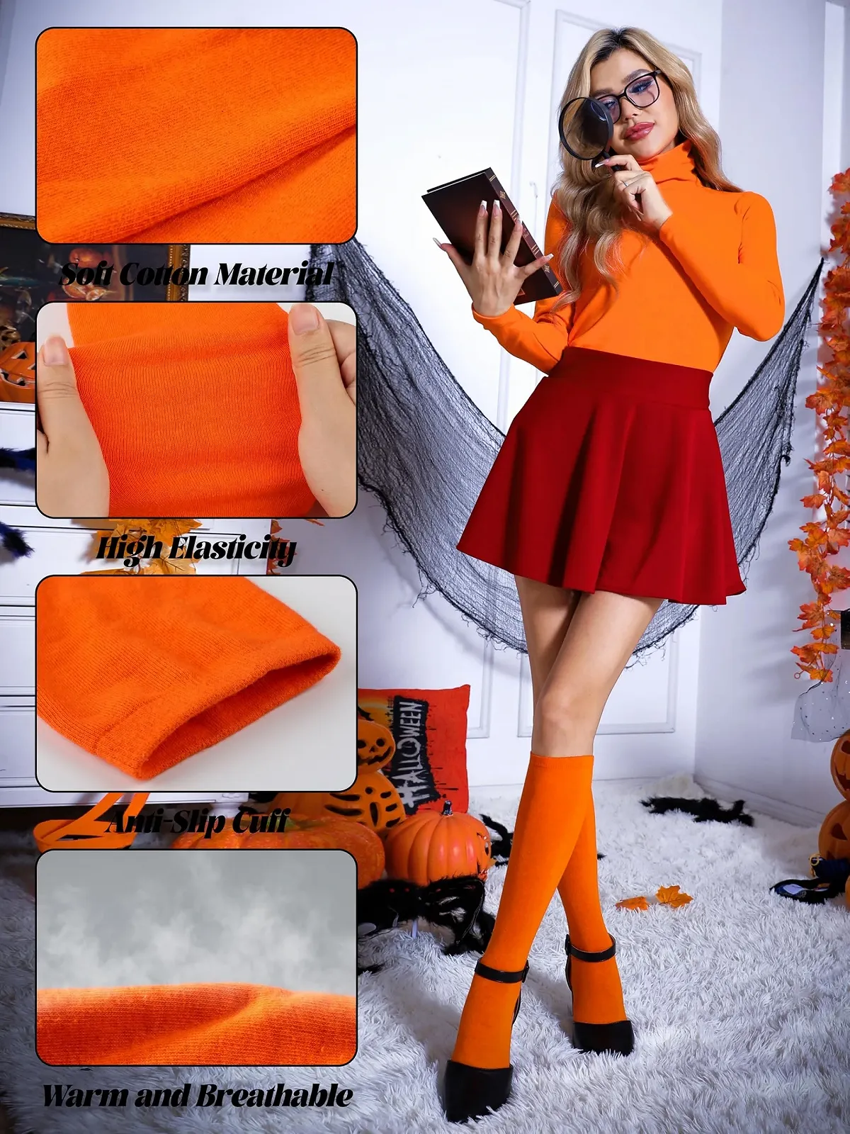 Шкарпетки до коліна Halloween, однотонні, фото №4 Шкарпетки до коліна Halloween, однотонні, фото №4