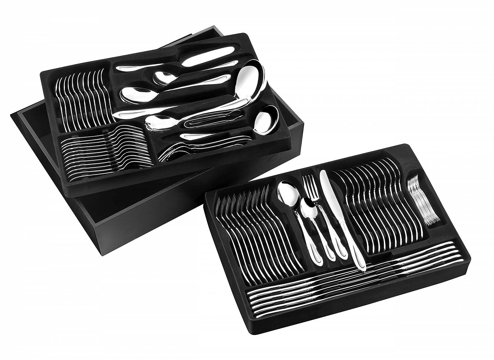 Набір столових приборів у дерев'яній коробці з шухлядою Pradel Excellence Miroir, 84 предмети, срібний, фото №4 Набір столових приборів у дерев'яній коробці з шухлядою Pradel Excellence Miroir, 84 предмети, срібний, фото №4