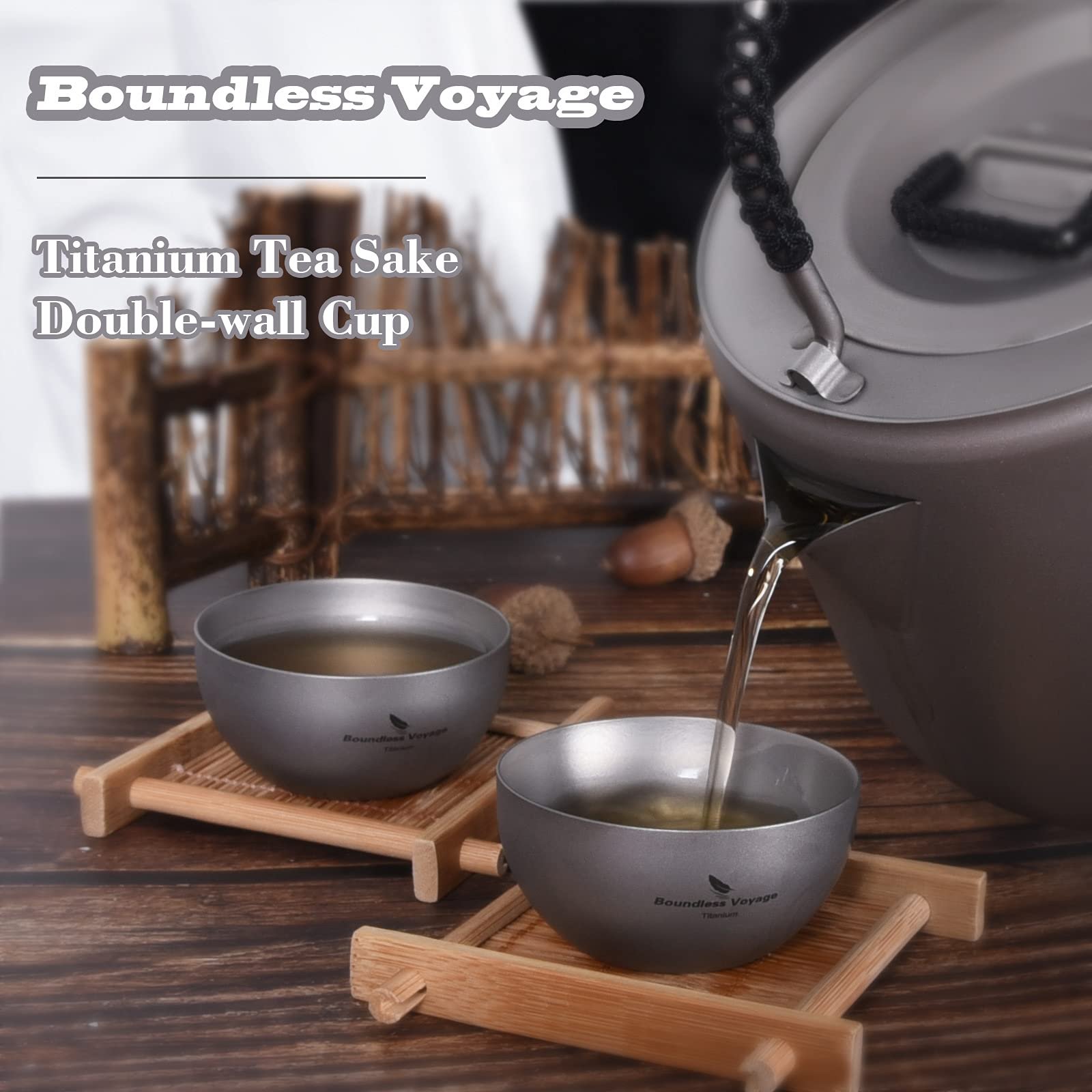 Стакан iBasingo Ti3081D Двухстенный Титановый Маленький для Саке Мини-рюмка для вина Посуда для напитков для использования в помещении и на открытом воздухе, фото №4