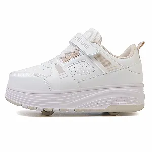 Кроссовки на роликах и девочек, уличные кроссовки на роликах для детей, роликовые кроссовки 2-в-1 с 4 роликами synthetic.ua - Фото 1