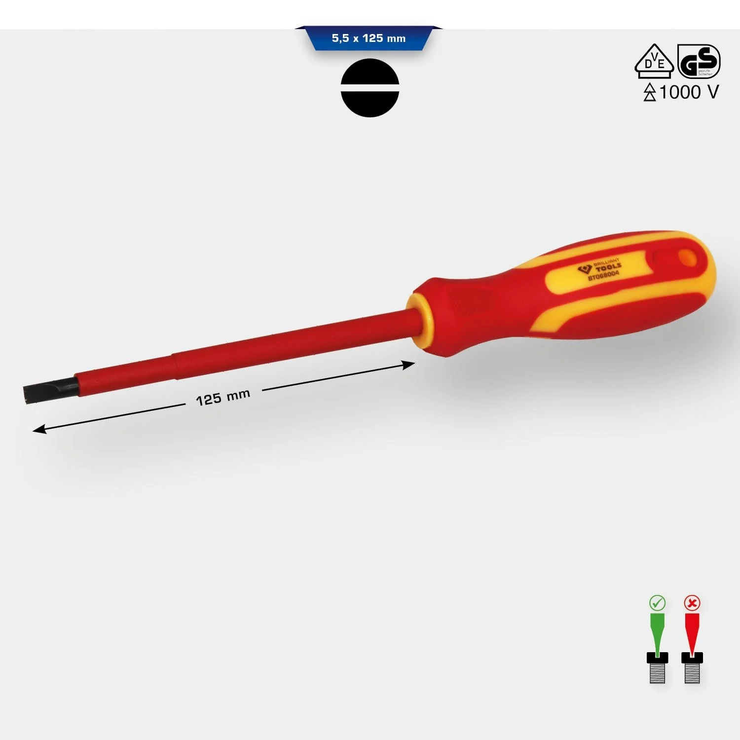 Викрутка шліцьова KS Tools VDE 5.5 x 125 мм, фото №3