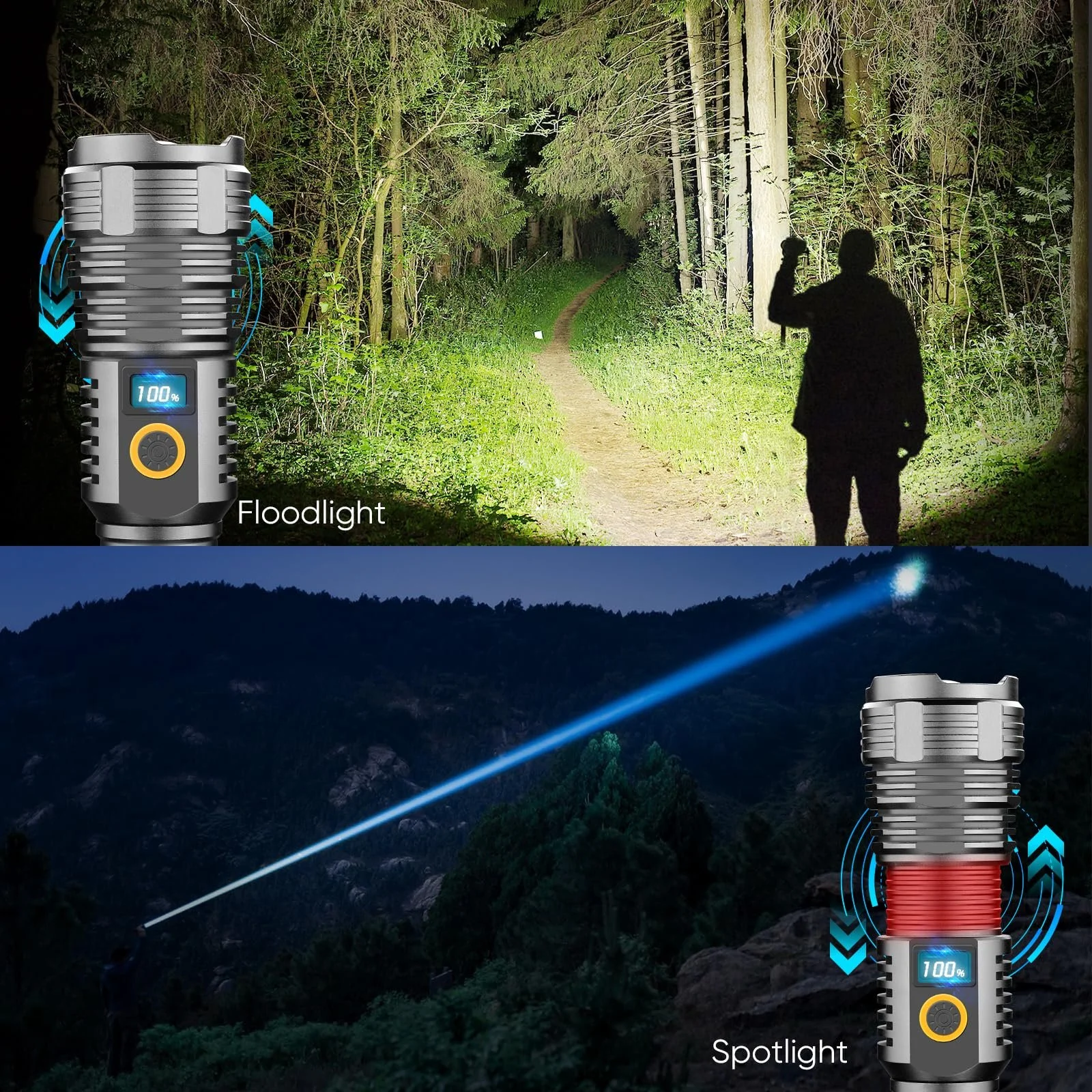 Ліхтар LED Акумуляторний 12000 Лм, Лампа для майстерні 5 режимів з функцією масштабування, Надзвичайно яскраві ліхтарі з РК-дисплеєм для ремонту автомобілів, надзвичайних ситуацій на відкритому повітрі, фото №5 Ліхтар LED Акумуляторний 12000 Лм, Лампа для майстерні 5 режимів з функцією масштабування, Надзвичайно яскраві ліхтарі з РК-дисплеєм для ремонту автомобілів, надзвичайних ситуацій на відкритому повітрі, фото №5