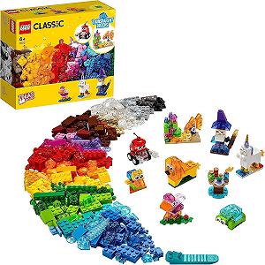 Конструктор LEGO 11013 Classic з прозорими каменями від 4 років та 11026 Classic біла будівельна плита квадратна основа 32 x 32 нуби - Фото 1