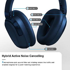 Навушники Amazon Brand Eono ANC Eonoheadphone 1 Бездротові Bluetooth З багаторежимним шумозаглушенням AUX Мікрофон М'які амбушури 40-годинний акумулятор Синій synthetic.ua - Фото 1