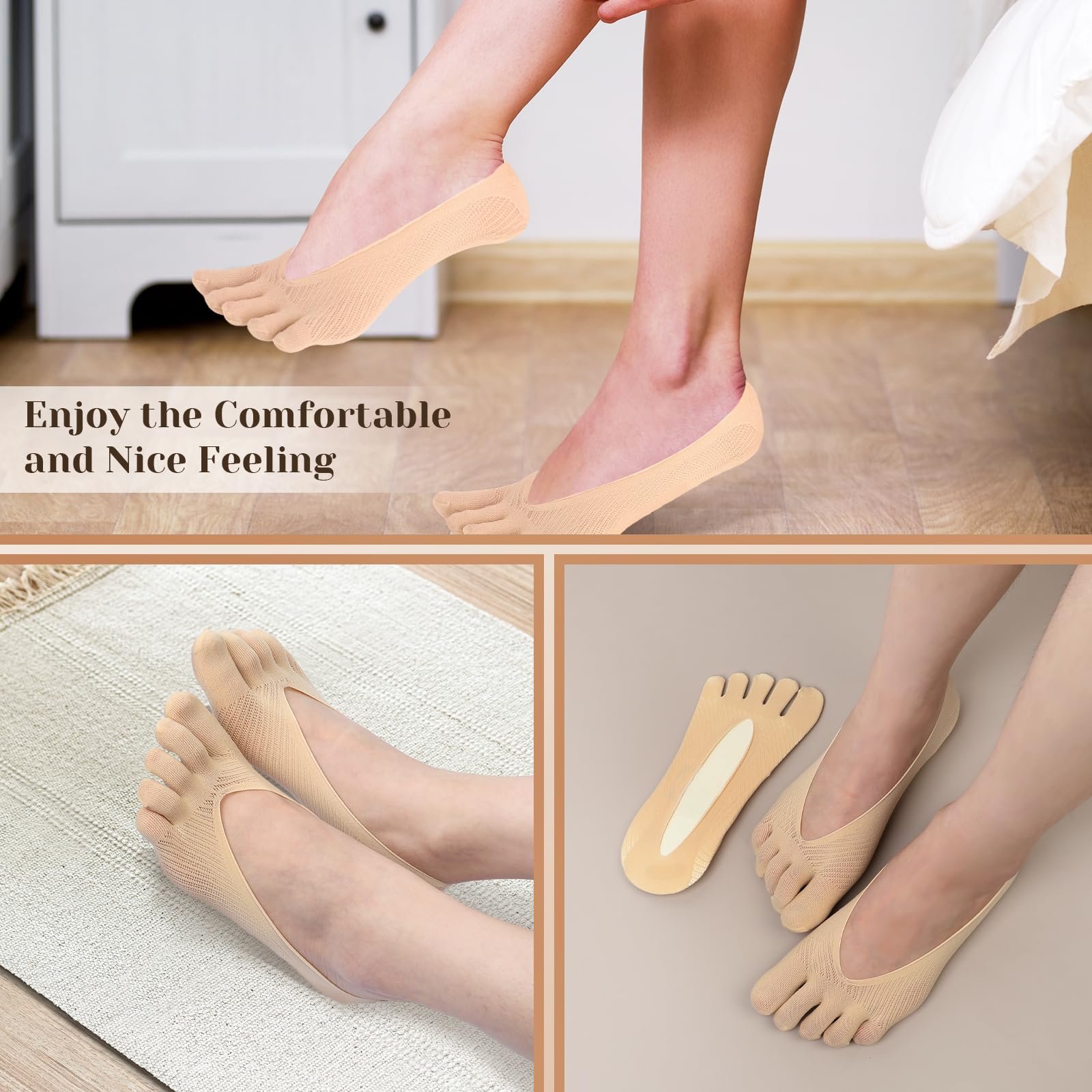 Носки с разделителями для пальцев, 5 пар, женские носки-невидимки с пятью пальцами, низкие внутренние носки для обуви, носки для женщин и девушек, подходят для высоких каблуков, кроссовок, кед EU 35-41, фото №5