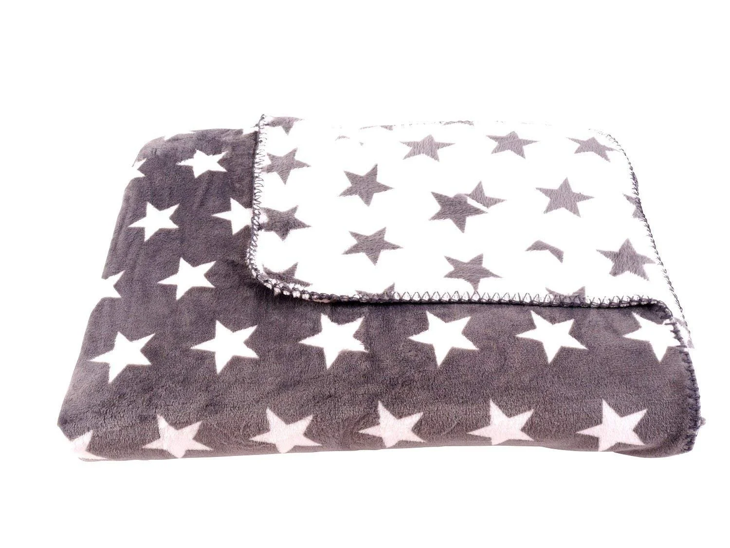 Одеяло CB Home & Style Микрофибра Звезды Двусторонняя печать 150 x 200 см Серый / Белый, фото №1
