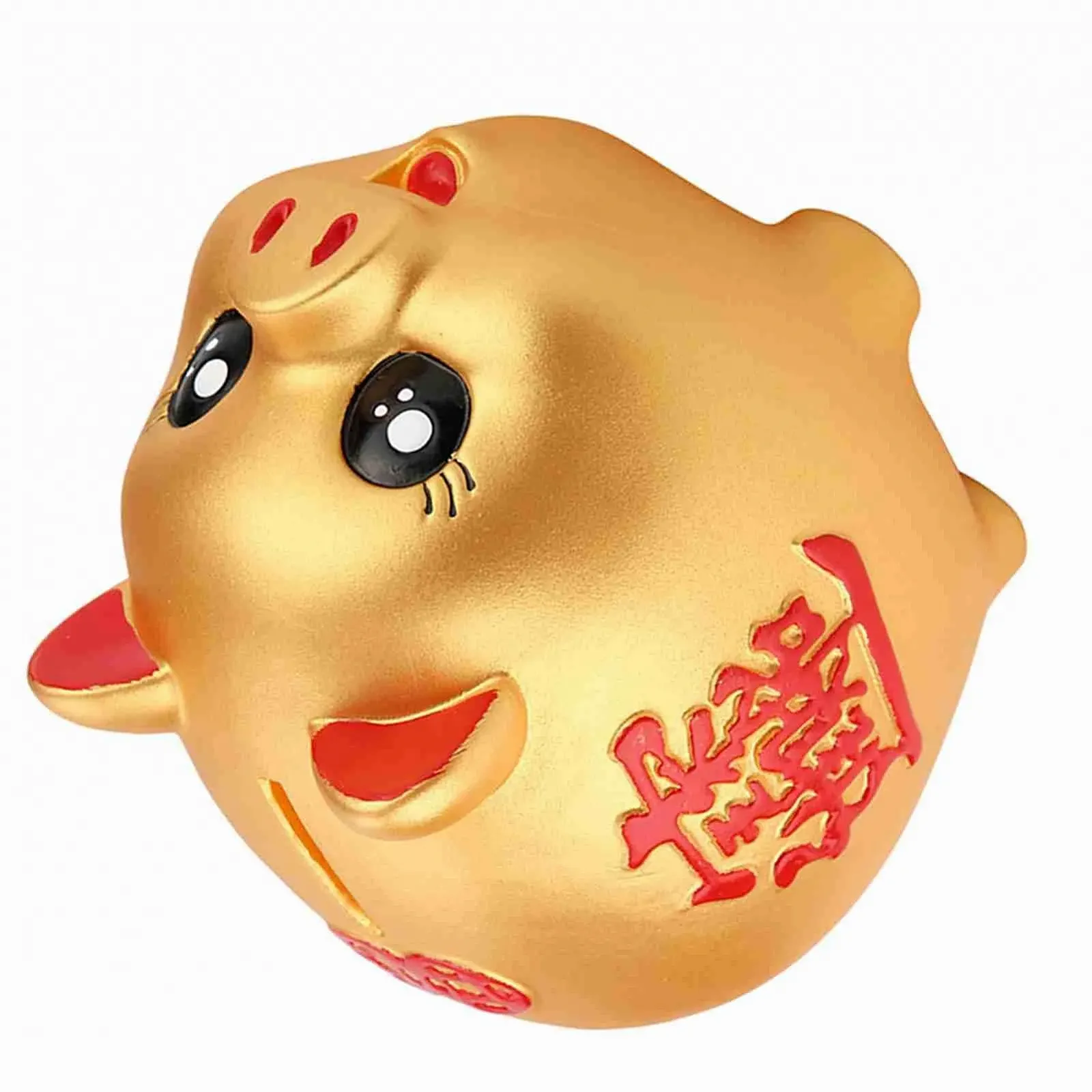 Копилка Поросенок Силиконовая 12,5 см Золотистая, фото №3