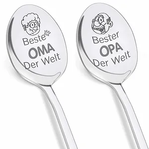 Ложка Keismodye Beste Opa Oma Der Welt, нержавіюча сталь Набір з 2 штук - Фото 1