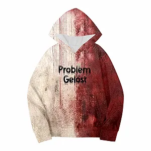 Худи с капюшоном Problem Solved Halloween для девочек - 3D мягкий пуловер с капюшоном, брызги крови, большой худи, ужасная кровавая толстовка с капюшоном, толстовки для девочек 2025 synthetic.ua - Фото 1
