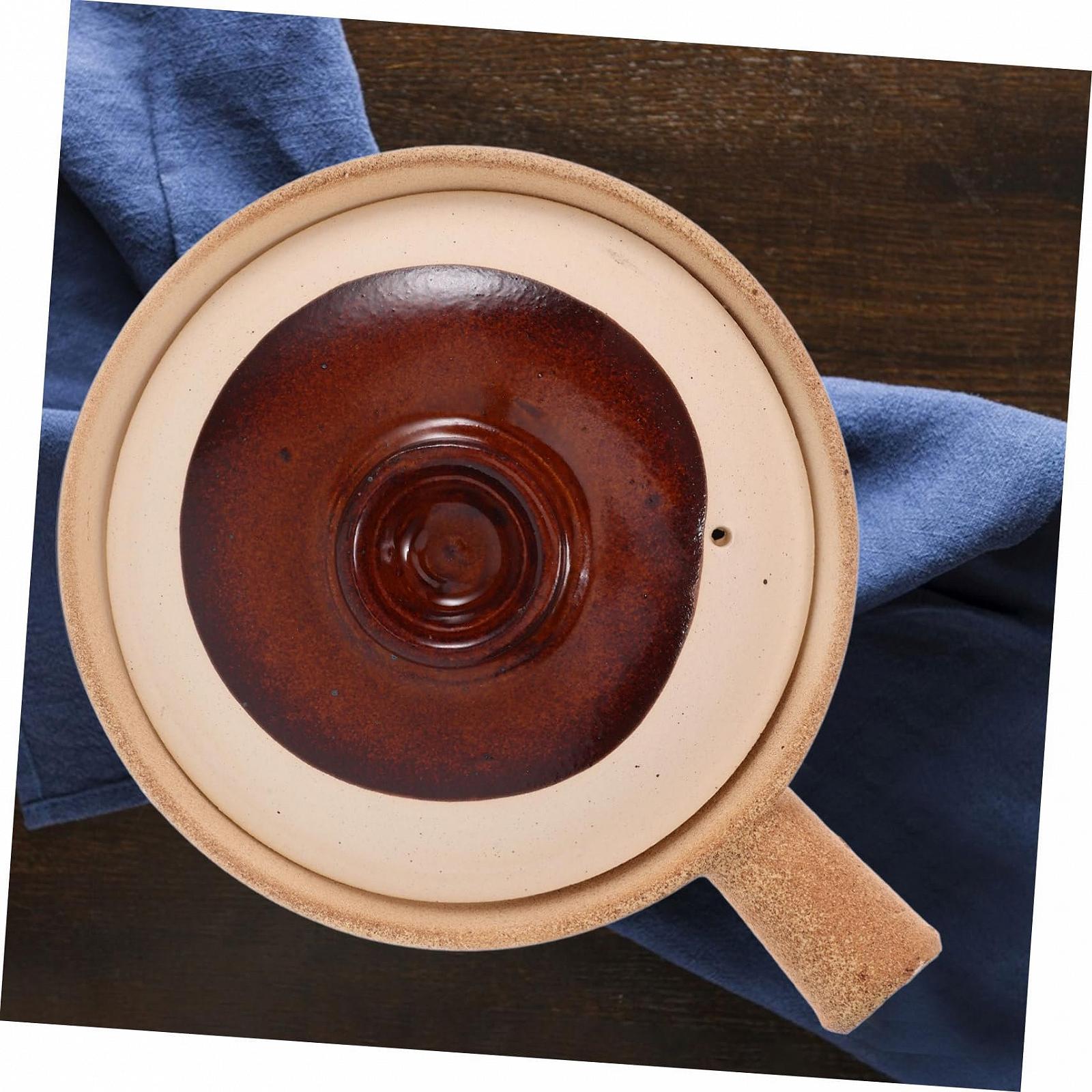 Керамическая кастрюля VALICLUD терракотовая с крышкой, термостойкая, для риса, фото №5