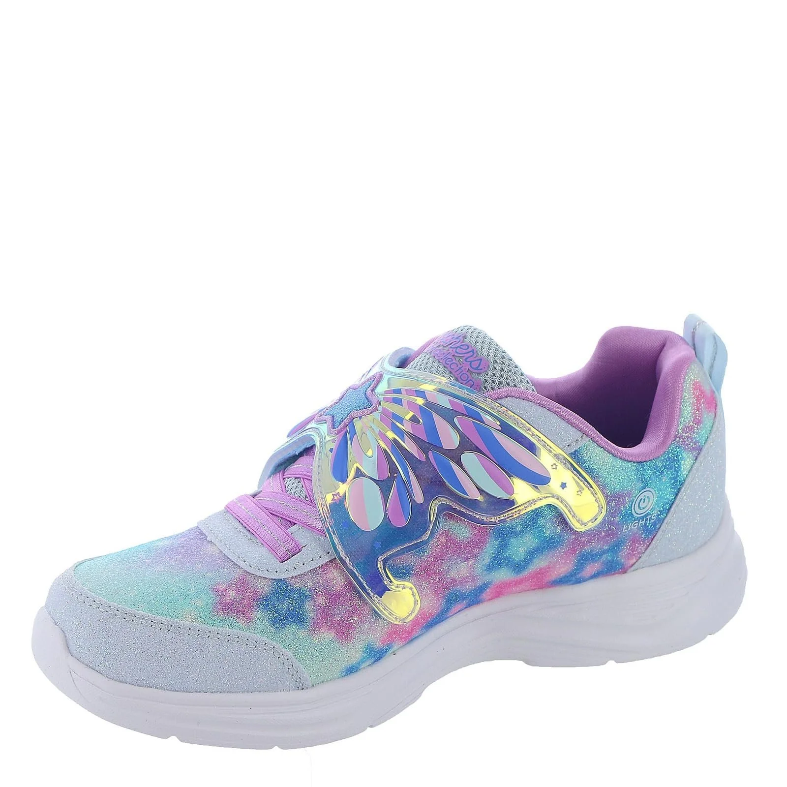 Кроссовки Skechers Glimmer Kicks для девочек Серебряный/Розовый/LED Низкие, фото №5