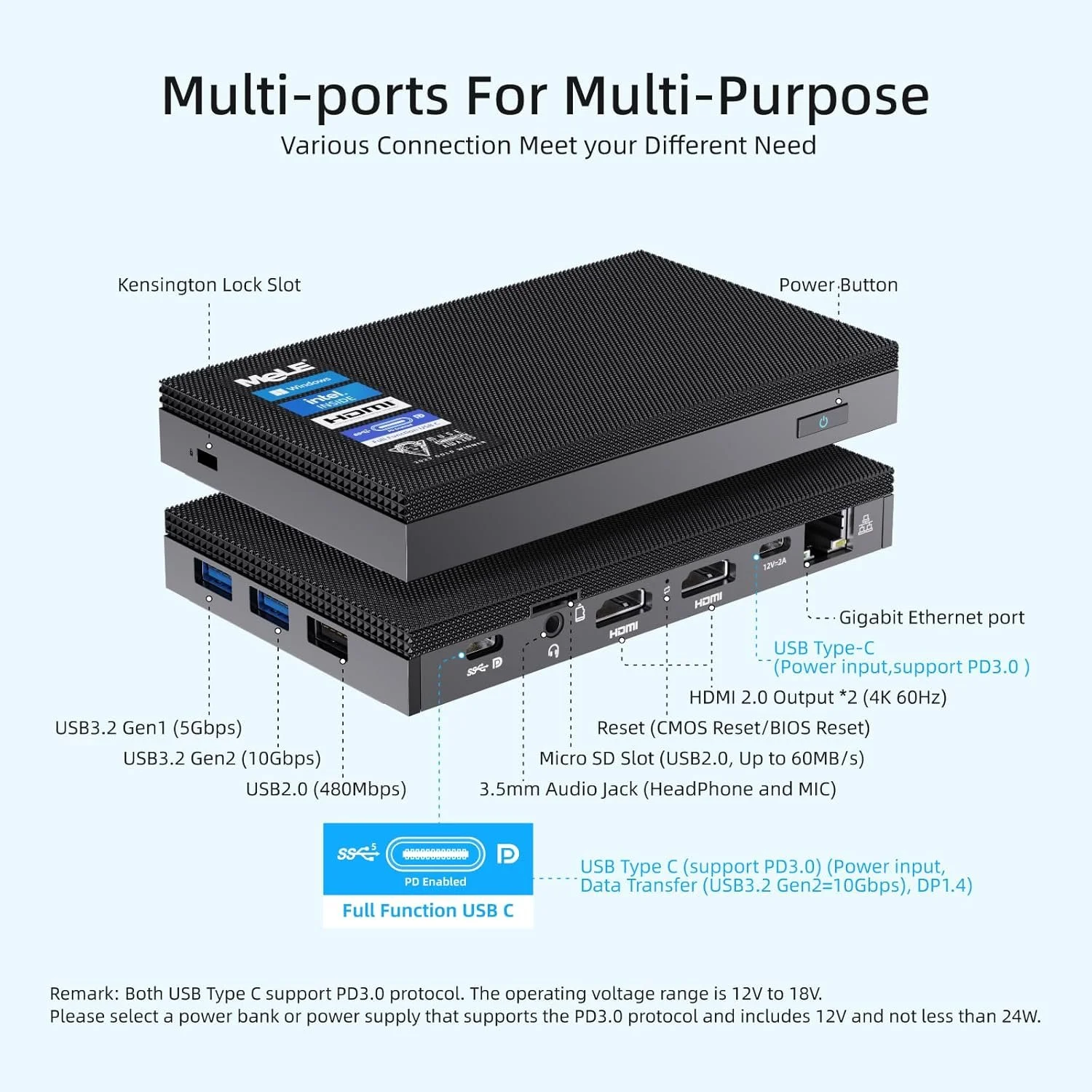 Міні ПК MeLE Quieter 4C F5Q / Intel N100 / RAM 16GB / SSD 512GB / 2 х HDMI / LAN / Wi-Fi 5 / Bluetooth 5.1 / Windows 11 / Black, фото №3 Міні ПК MeLE Quieter 4C F5Q / Intel N100 / RAM 16GB / SSD 512GB / 2 х HDMI / LAN / Wi-Fi 5 / Bluetooth 5.1 / Windows 11 / Black, фото №3