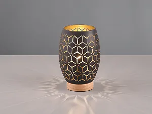 Настільна лампа маленька з візерунком перфорації 21 см чорна/золота synthetic.ua - Фото 1