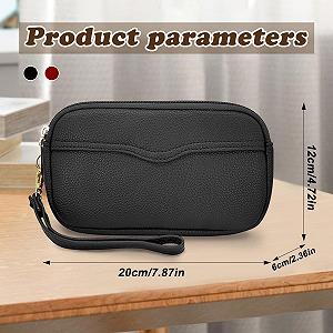 Кошелек Женский MultiValue Litchi Pattern Однотонный Большой Вместимости Кожаный Длинный Двухслойный с Молнией, черный, Modern synthetic.ua - Фото 1