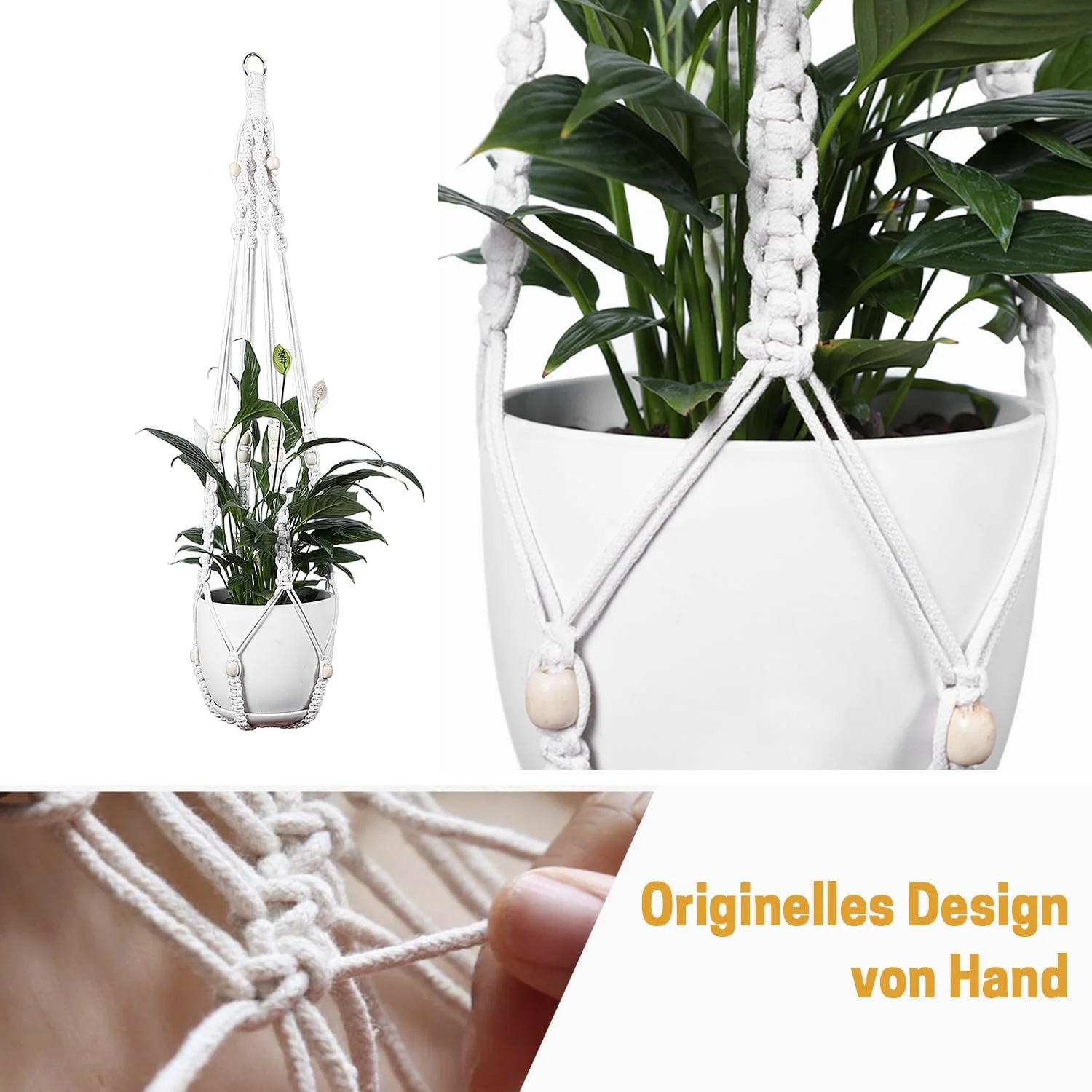Подвесной держатель для растений макраме 2 шт 88 см хлопковый, фото №4