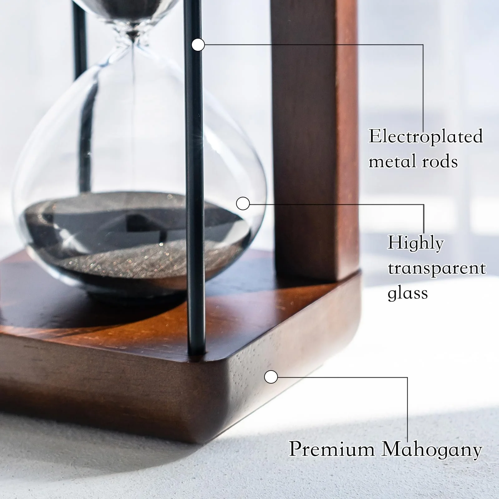 Пісочний годинник Large Premium Walnut Wood 60 хвилин горіхове дерево чорний, фото №5 Пісочний годинник Large Premium Walnut Wood 60 хвилин горіхове дерево чорний, фото №5