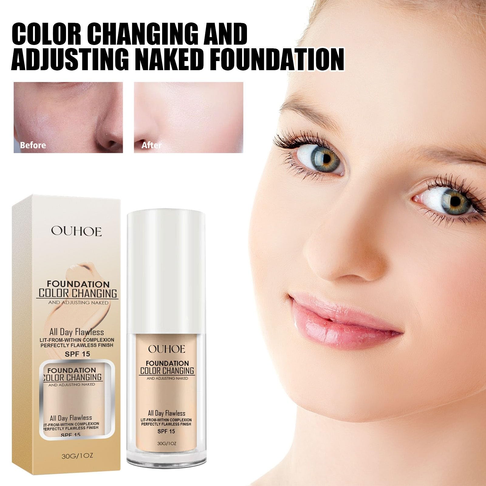 Рідка основа для макіяжу Colour Changing 30 г SPF 15 матова, фото №6