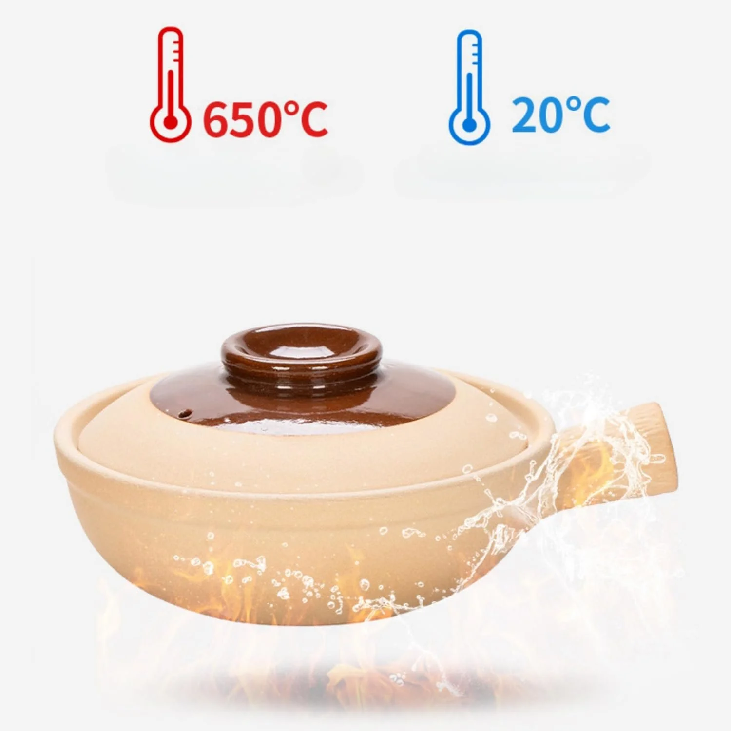 Горшок для запекания глиняный с одной ручкой в традиционном стиле керамический коричневый, фото №8