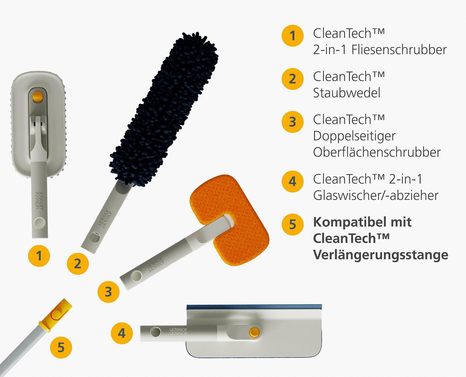 Щетка для плитки и швов 2-в-1 Joseph Joseph CleanTech с V-образной щетиной Soft Grip, фото №4