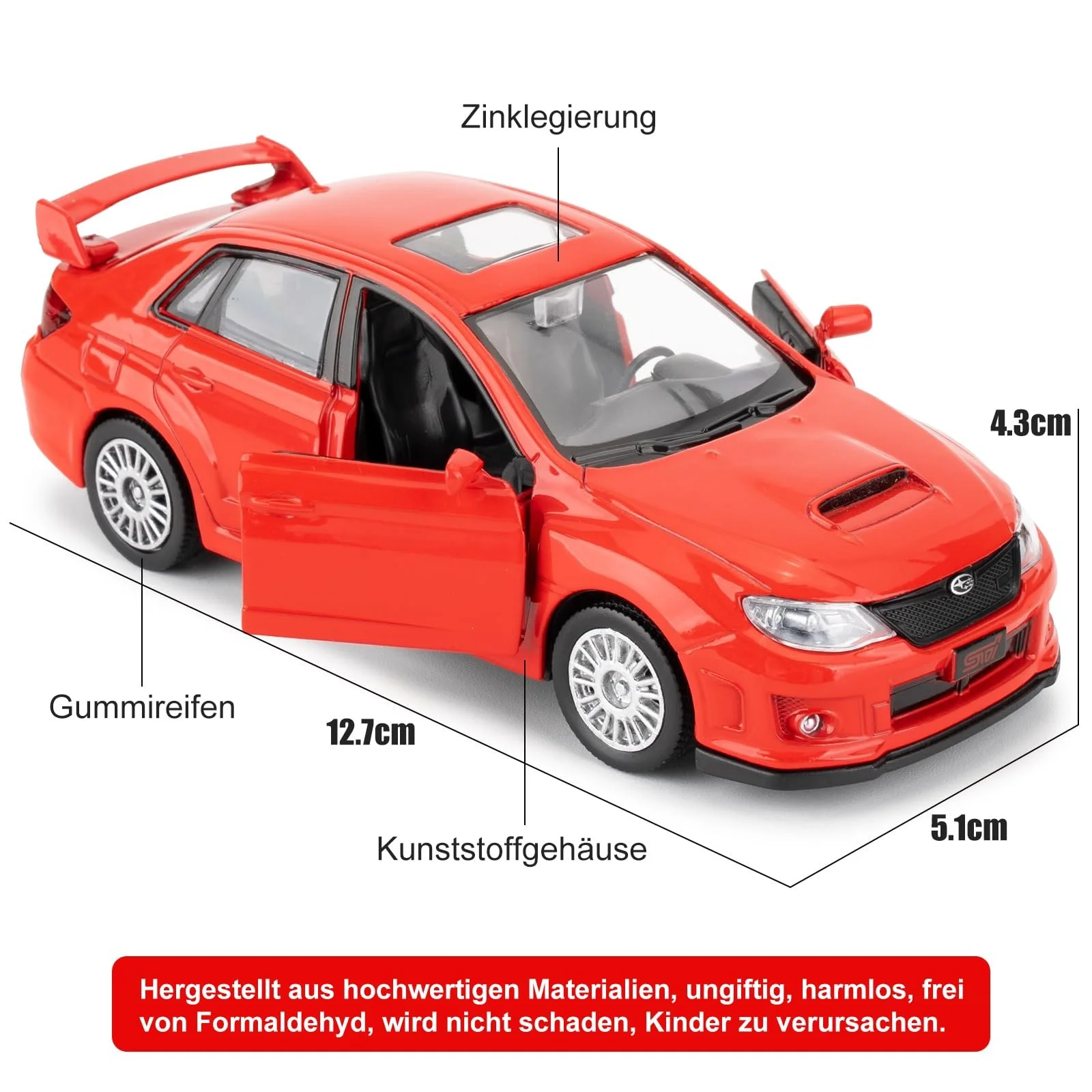 Модель автомобиля Subaru WRX STI 2010, 1/36, игрушечный автомобиль из алюминия с функцией ралли, игрушечная модель для досуга, автомобильные подарки для мальчиков и девочек, красный, фото №3