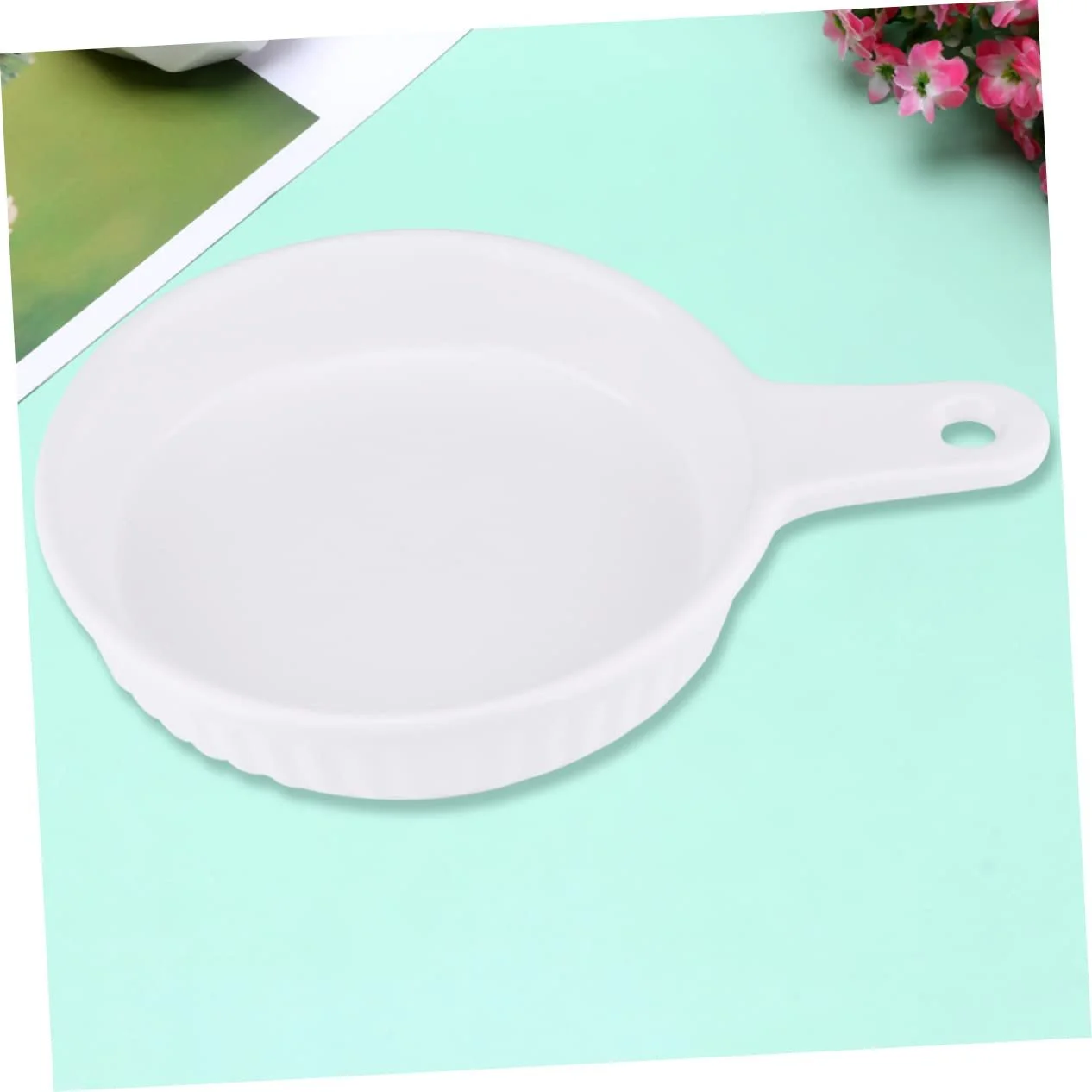 Форма для запікання VICASKY керамічна кругла з ручкою Біла, фото №3 Форма для запікання VICASKY керамічна кругла з ручкою Біла, фото №3