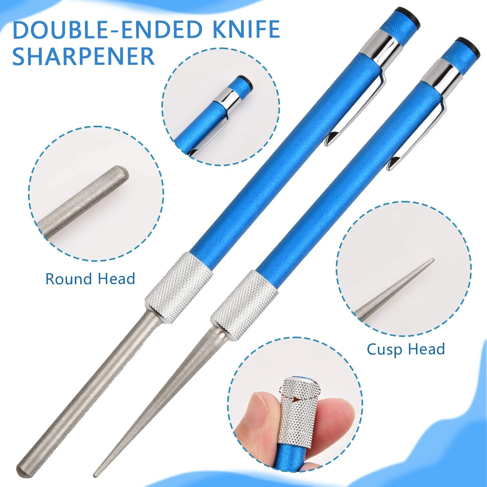 Точильний камінь алмазний для серрейторів портативний багатофункціональний у формі ручки, фото №6