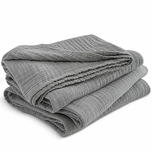 Муслиновое одеяло PHF 100% хлопок, 150 x 200 см, серое - Фото 1