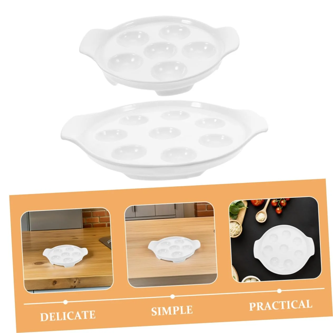 Набір форм для равликів BESTOYARD Керамічні порцелянові на ніжках 2 шт. Білий, фото №3