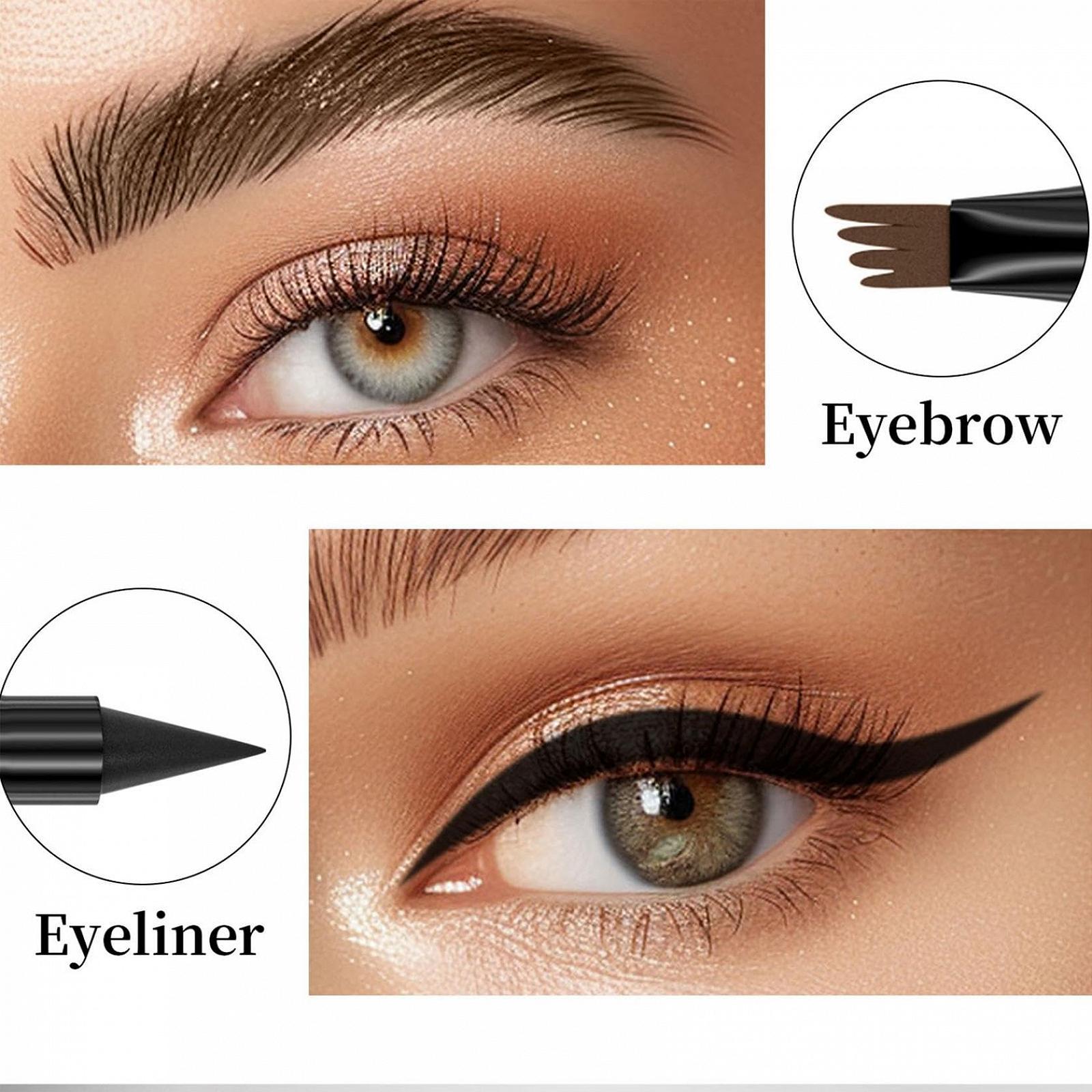 Карандаш для бровей Fork Applicator Eyeliner 2-в-1 Водостойкий 01# Светло-коричневый, фото №5